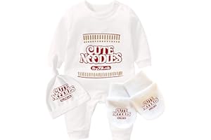 YSCULBUTOL Baby Twins Bodysuit Funny Ramen Outfit Noodle Funny Romper Baby Costume Jumpsuit Hat Bags