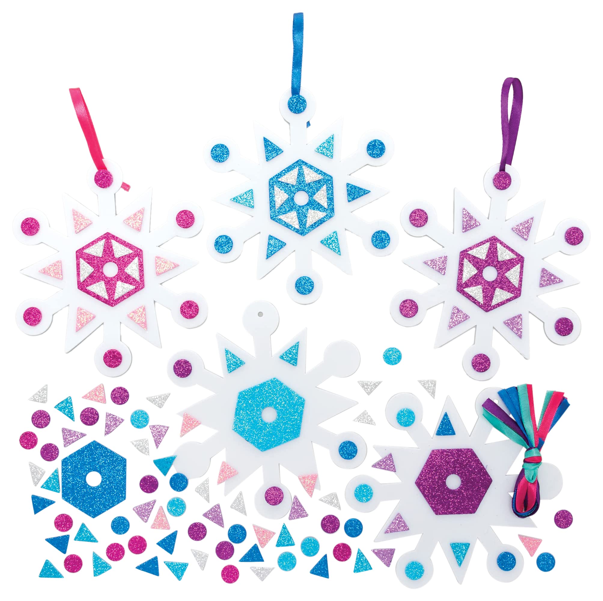 Baker Ross Snowflake Mix and Match Decoration – Pack of 8, Kids Make Your Own Christmas Decoration, Christmas Bauble Arts and Crafts (FE879)
