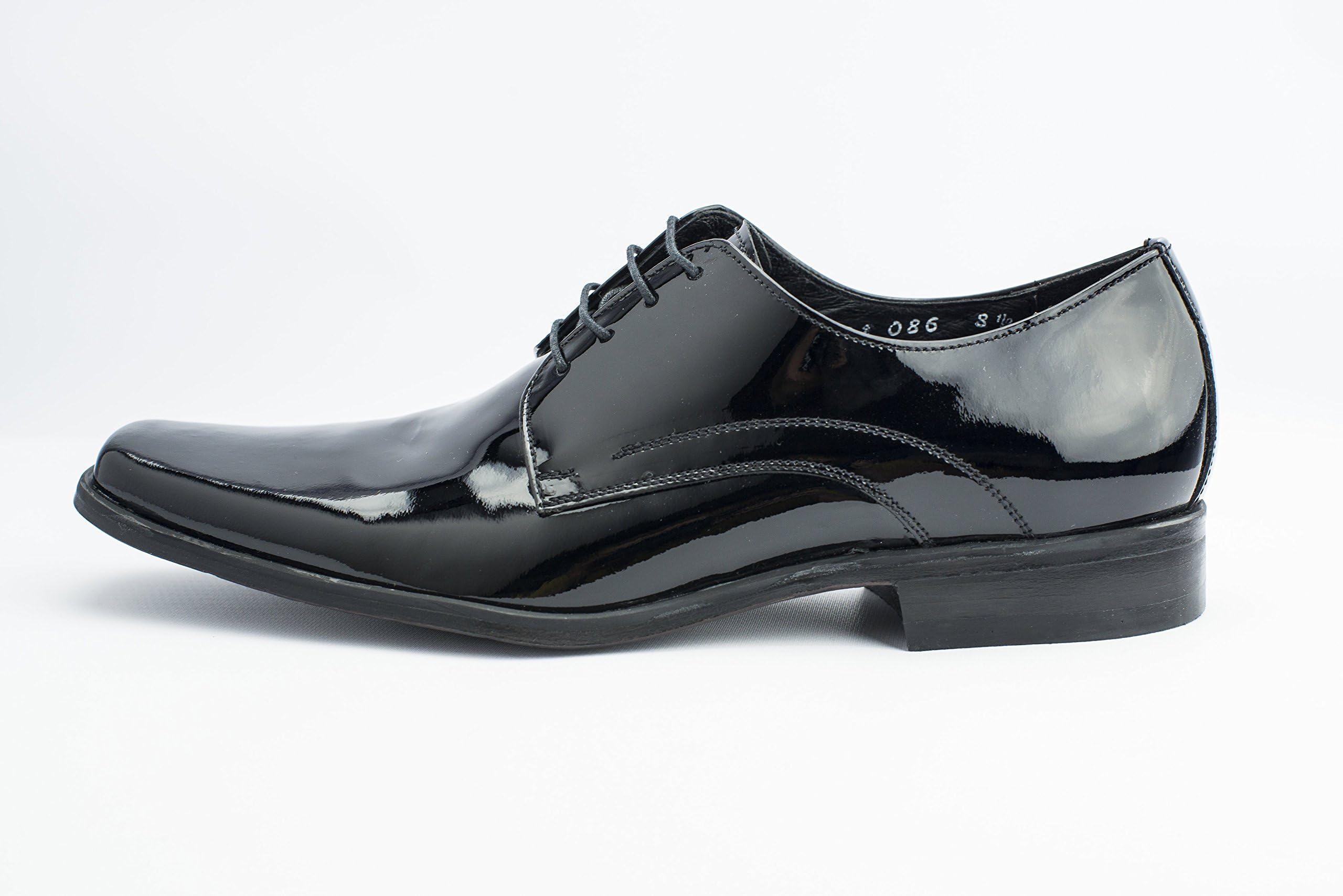 Brentano Tuxedo Shoes in Black Patent Genuine Leather Square Toes
