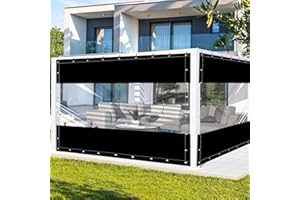 FoundGo 8'H x 7'W Vinyl Curtains for Patio 19oz, Outdoor Clear Vinyl Patio Enclosure,Heavy Duty Clear Tarp Waterproof Vinyl Tarps with Grommets for Pergola, Balcony,Porch,Gazebos，-4℉ Cold Resistant