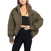 Lianlive Womens Cropped Puffer Jacket Winter Oversized Black Short Quilted Padded Jackets Puffy Outerwear Coat