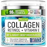 Collagen Cream for Face with Retinol & Hyaluronic Acid - Face Moisturizer for Women & Men - Skin Tightening & Firming - Anti Aging Daily Face Moisturizer in an Airless Pump - Intense Hydration - 1.7oz