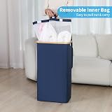 efluky XL 100L Laundry Basket with Lid Bamboo Handles & Inner Bag (Blue) view 4