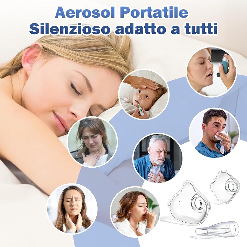 Aerosol Portatile Silenzioso per Adulti e Bambini,Aerosol Ultrasuoni Silenzioso USB Ricaricabile,Macchina Aerosol Adulti Autopulizia,Protezione a Secco Nebulizzatore Aerosol per Casa e Viaggio — foto 6 di 7