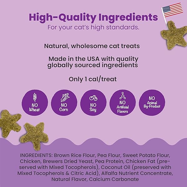 CATSTAGES BY NINA OTTOSSON PURRFECT BITEZ NATURAL CRUNCHY CAT TREATS FOR PUZZLES, TOYS, FEEDERS, & TRAINING, USA-MADE, REAL CHICKEN FLAVOR, 4OZ