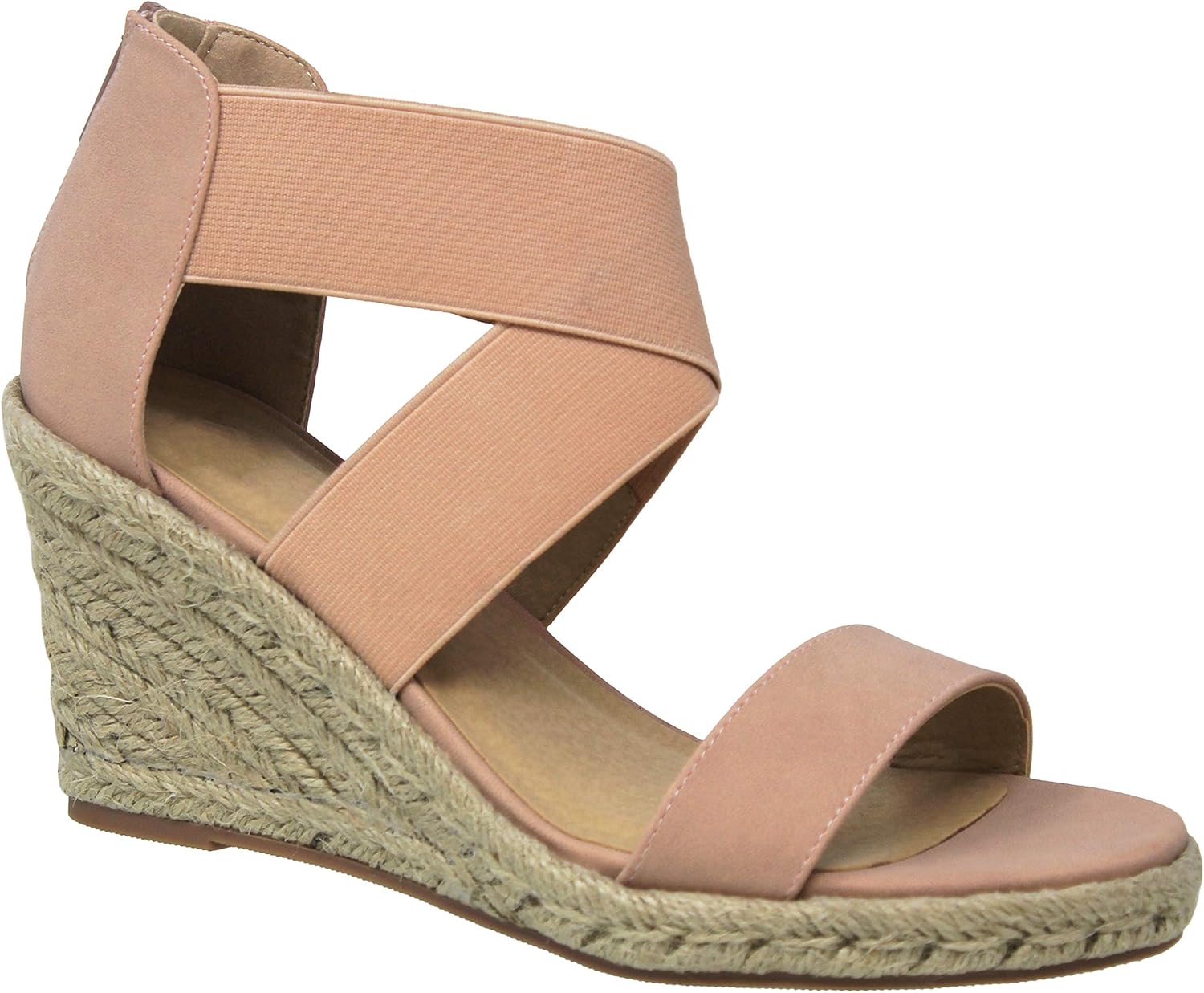 elastic strap wedge sandals