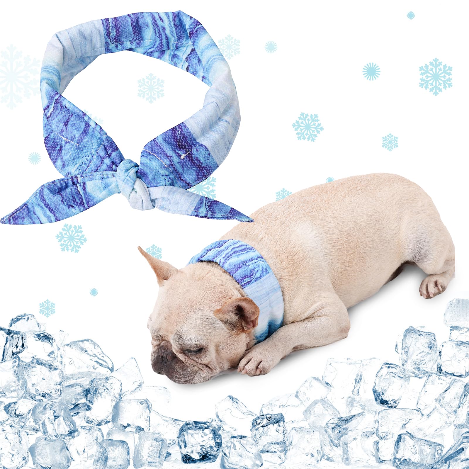 Hjumarayan Refreshing Dog Collar, Stylish Cooling Bandana, Continuous Dog Collar, Adjustable Cooling Collar for Dogs in Summer, L