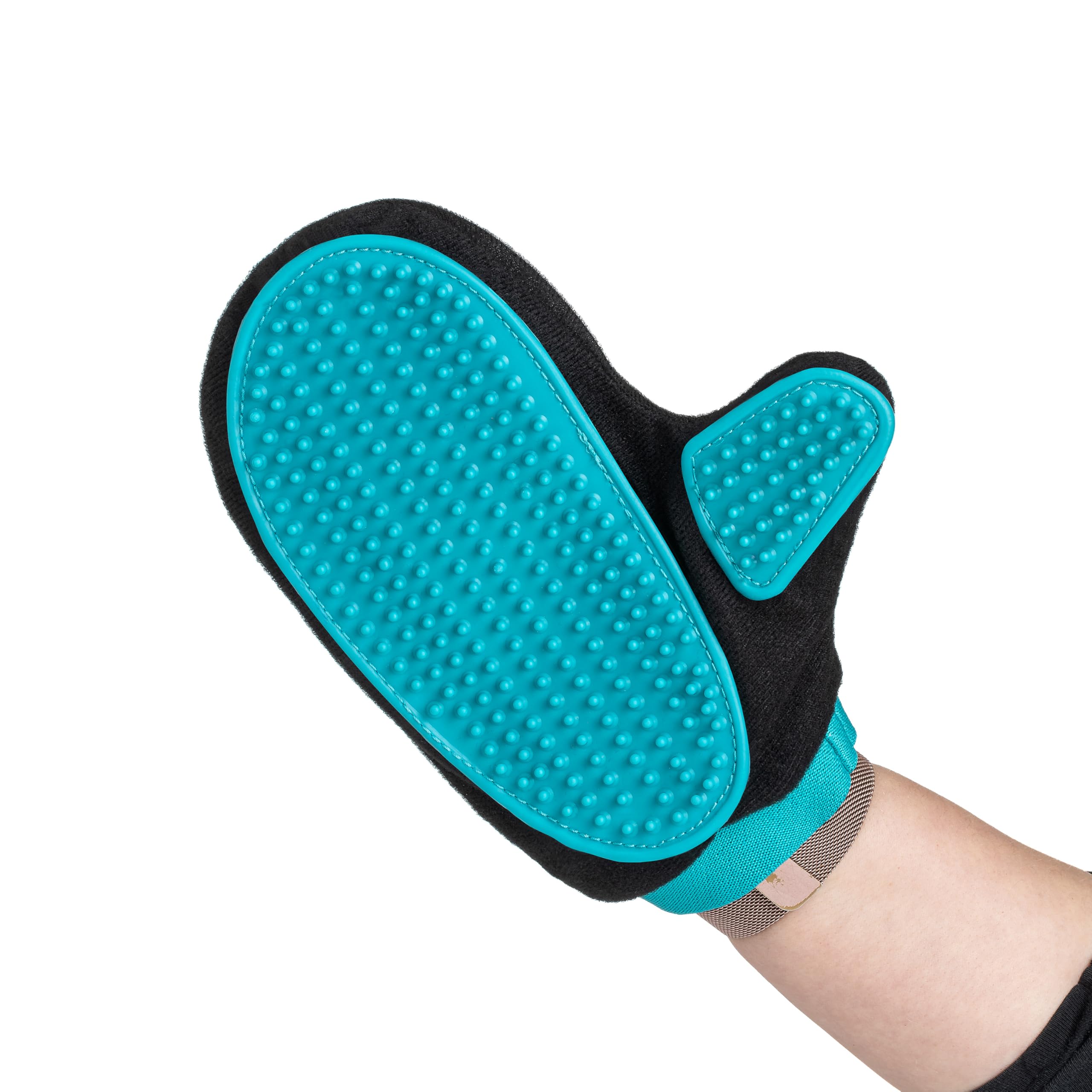 Mikki Dog, Cat Grooming Brush Glove for Short Hair Gentle Groom -Smooth N Stroke -Hair Remover Mitt,black/red