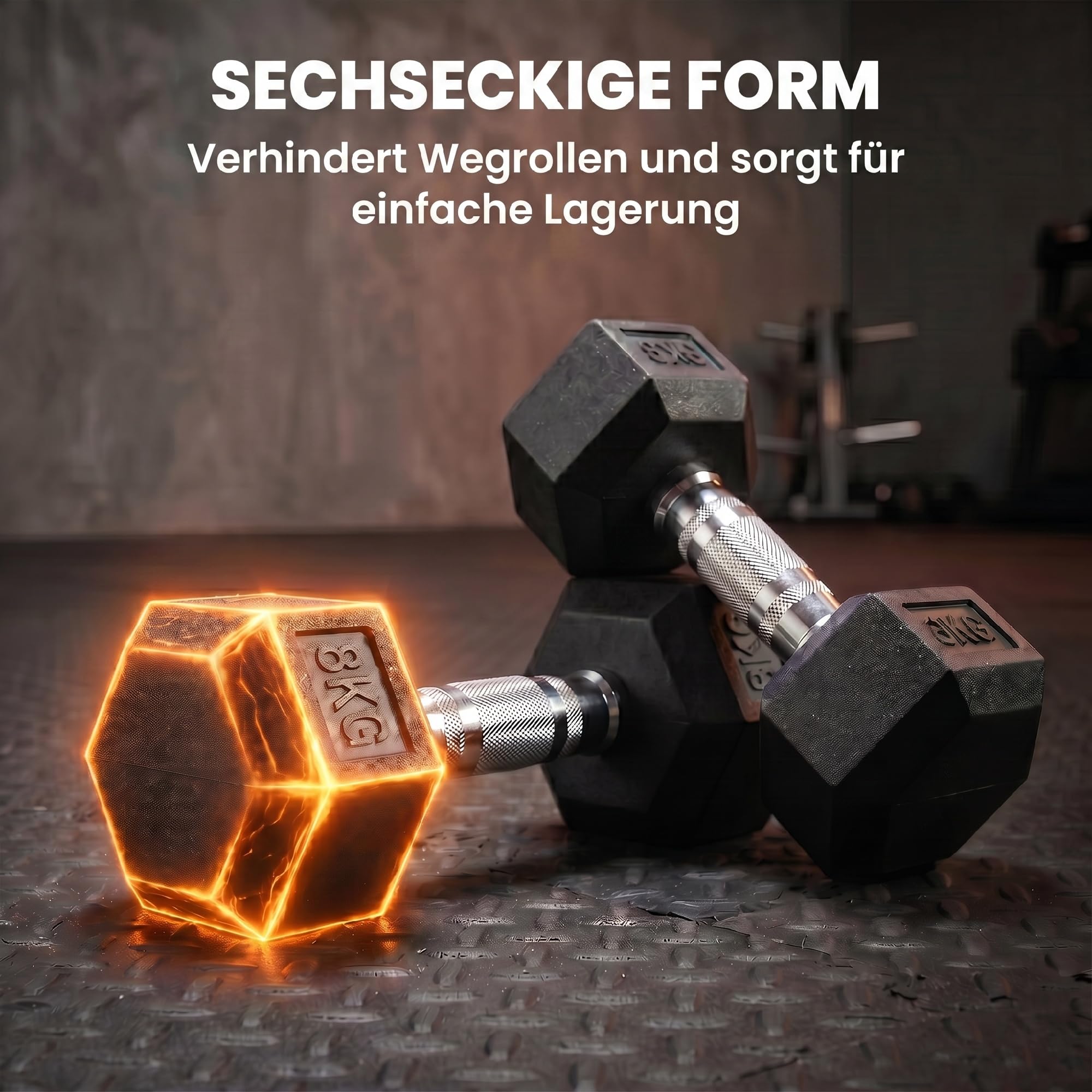HOMCOM Hexagon Hanteln 2er Set mit Gerändeltem Griff Kurzhanteln 2 x 8 kg 5