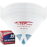 TCP Global - 190 Micron Filter Tips Ultra-Fine Paint Strainer (50 Pack) | Pure Blue Nylon Mesh Cone Strainer - Paint Filter Cones for Auto, House &amp; Hobby