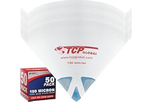 TCP Global 50 Pack of Paint Strainers with Fine 190 Micron Filter Tips - Premium "PURE BLUE" Ultra-Flow Blue Nylon Mesh
