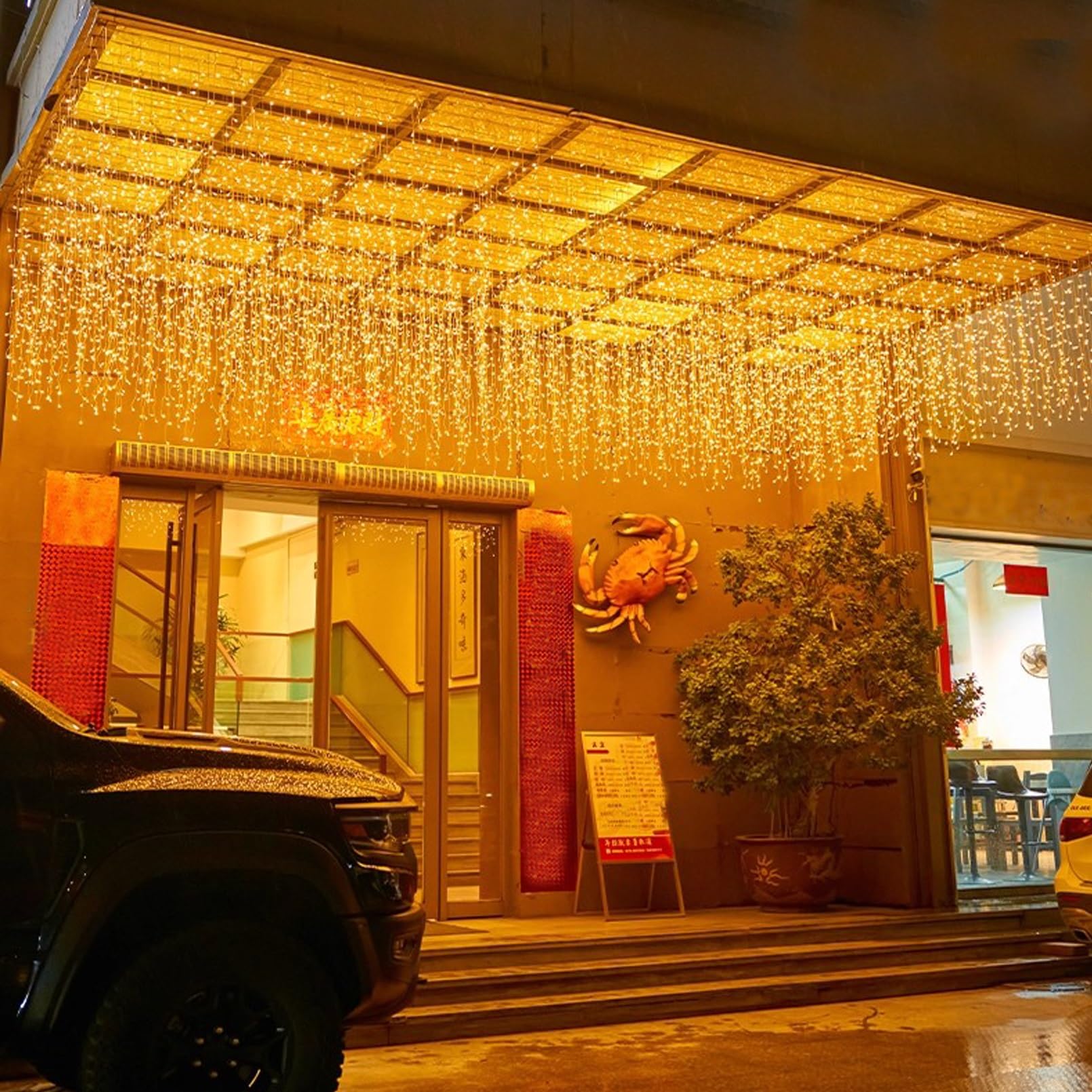 Photo 1 of **NO BOX***LOFTOLMEA Icicle Lights, 16.4 FT 192 LED 8 Modes, Fairy Hanging Ceiling Twinkle Connectable Waterfall String Lights for Indoor Christmas Eaves Balcony Business Outdoor Decor, Warm White, 5M10