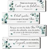 Yousoontic 4 Pieces Spanish Bible Verses Wall Decor Christian Spanish Wood Plaque Hanging Sign Religious Wall Decor Bible Verses Art for Home Office Farmhouse Kitchen(Fresh Style)