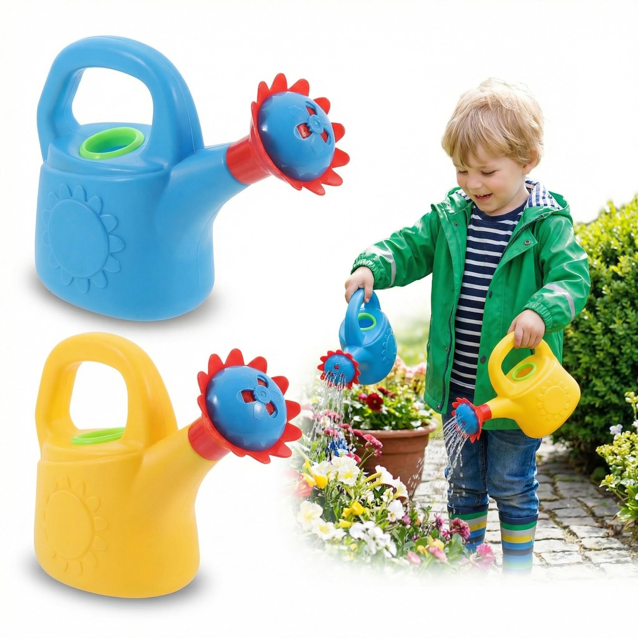 NUOBESTY 2pcs Kids Watering Can Bath Toys, Plastic Chicken Water Jug for Toddler Garden Beach Sand Play, Baby Sensory Sprinkler Pouring Pot, Paddling Pool Accessories (Random Color)