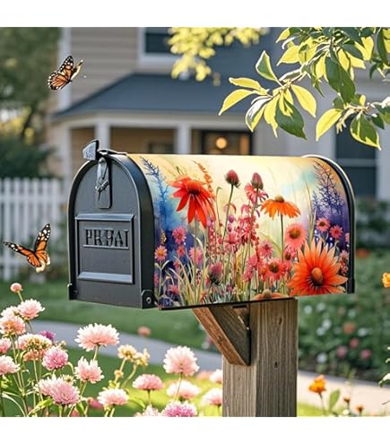 Christmas Tree Mailbox Cover Magnetic - Standard Size Winter Leopard Red Green Outdoor Decor