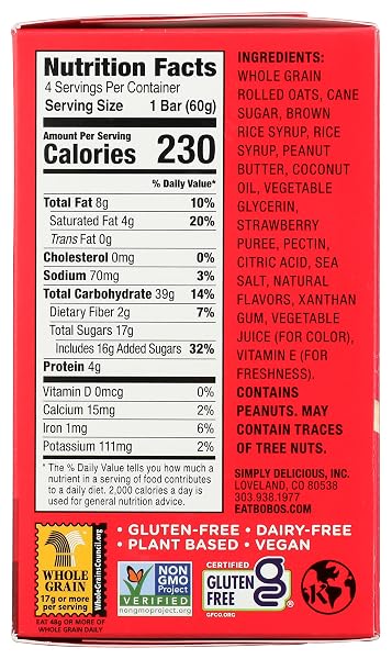 BOBOS OAT BARS BARS PB&JS STRAWBERRY 4PK 8.4 OZ