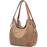 Worldlyda Women Canvas Hobo Purse Multi Pocket Tote Shopper Shoulder Bag Casual Top Handle handbag with Embroidery Ethnic