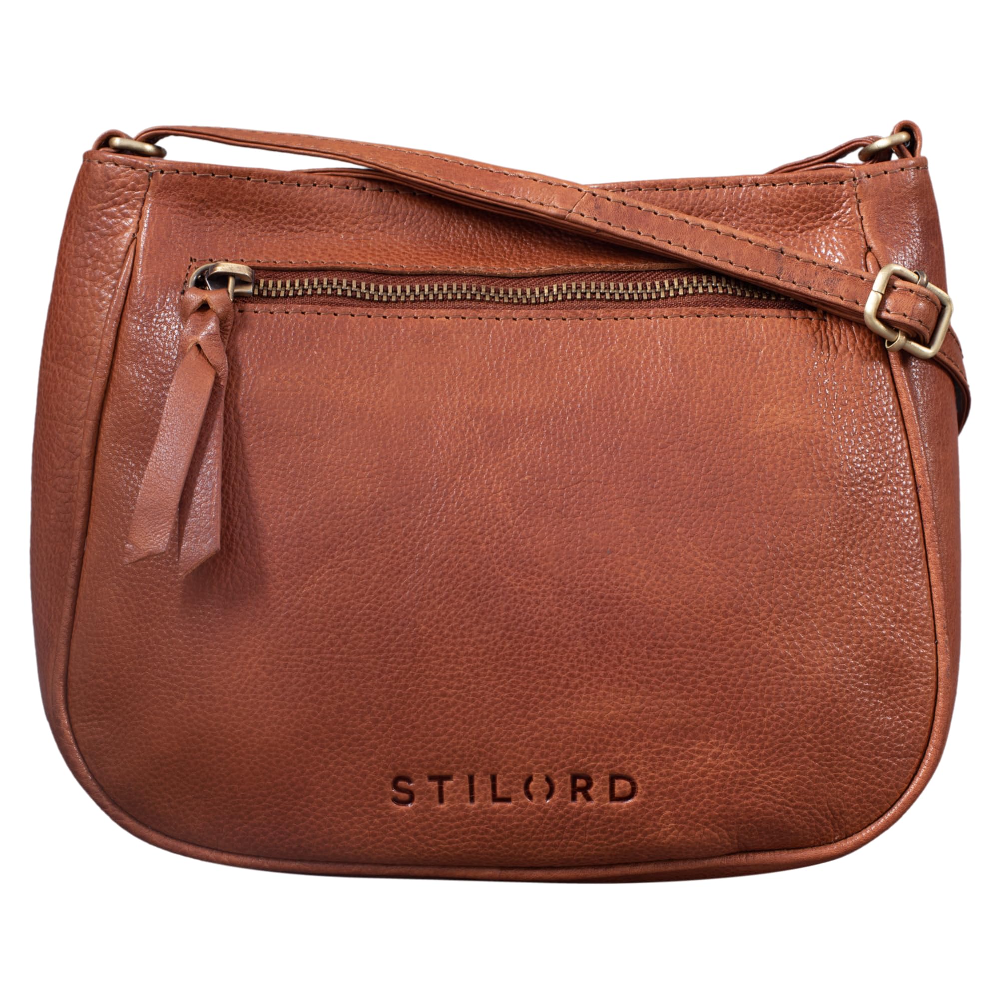 STILORD "Samira" Handbag Women Leather Small Vintage Ladies Tote Bag Satchel Crossbody Saddle Bag Bag in Genuine Leather Colour:Texas - Brown