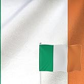 YongFoto Ireland Flag 2.5x4ft Double Sided Burlap Irish National Banner Four Sided Stitched Bright Vivid Color Durable UV Fade Resistant Weatherproof Garden Square Outdoor Bedroom Wall Pole Sleeve
