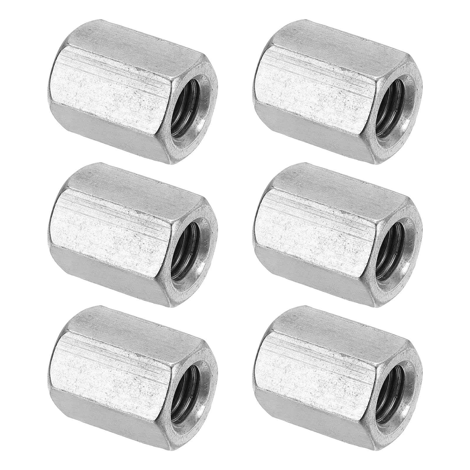 PATIKIL M12 x 1.75-Pitch 304 Stainless Steel Hex Coupling Nuts, 6Pcs 30mm/ 1.2" Length Coarse Fully Threaded Rod Coupling Nut Studding Connector Fasteners, Silver Tone — image 1