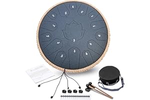 CIRONBOW Steel Tongue Drum 13 Inch 15 Notes,Hand Drums with C-Key Travel Bag Drumsticks Holder Finger Paddles and Music Book,Handpan Percussion for Musical Education Meditation Yoga Gifts(Navy Blue)