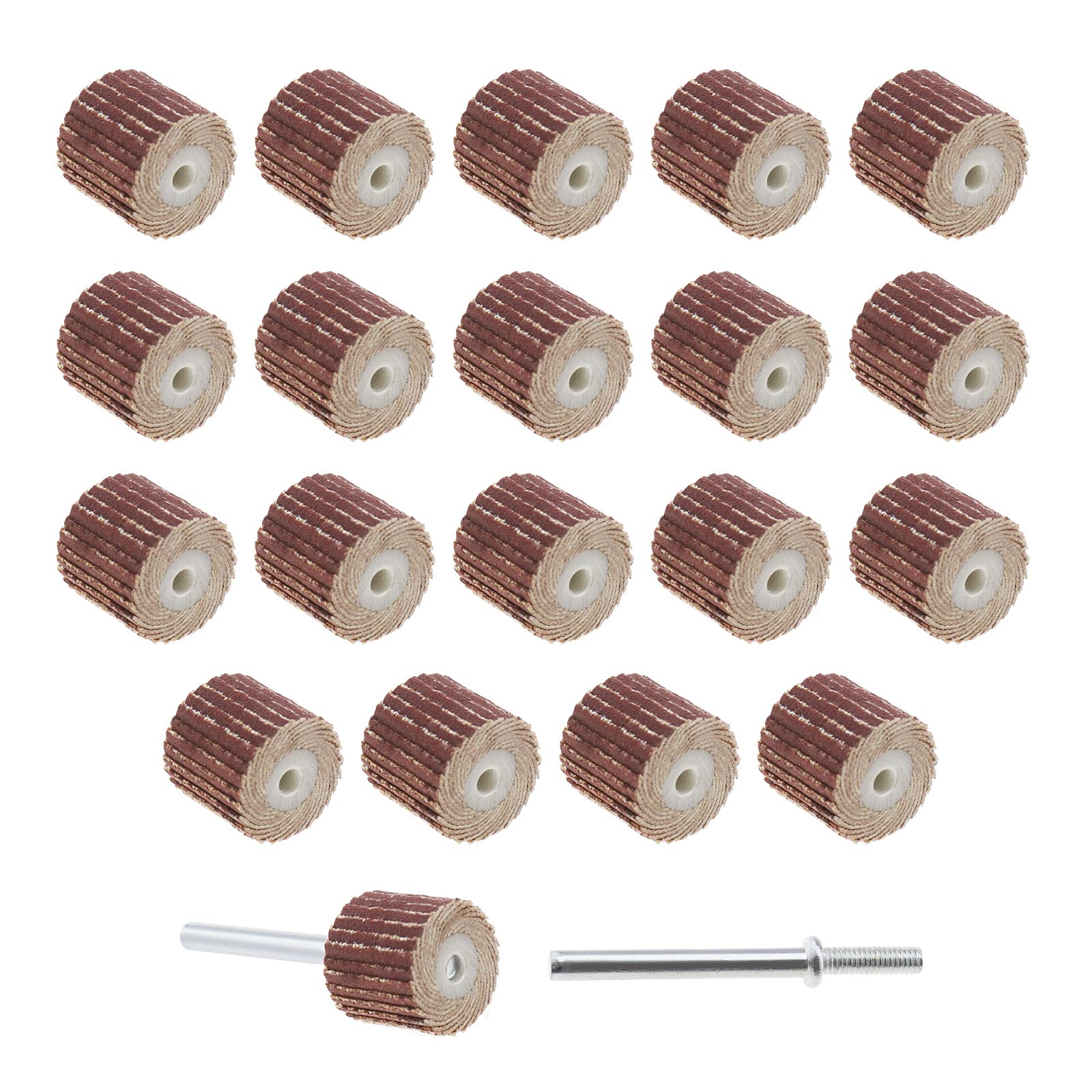 eMagTech 20Pcs 600 Grit Flap Wheel Sandpaper Sanding Disc for Rotary Tools with Long Handle Shank Mandrel 13x12x3mm/0.51x0.47x0.12inch Emery Cloth Polish Tool Accessories