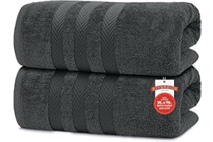 RIVERSIDE Pack of 2 Extra Large Bath Sheets 35 x 70 Inches - 100% Ring Spun Cotton Hotel Quality Oversized Bath Towels - Super Soft, Highly Absorbent & Quicker to Dry - Grey