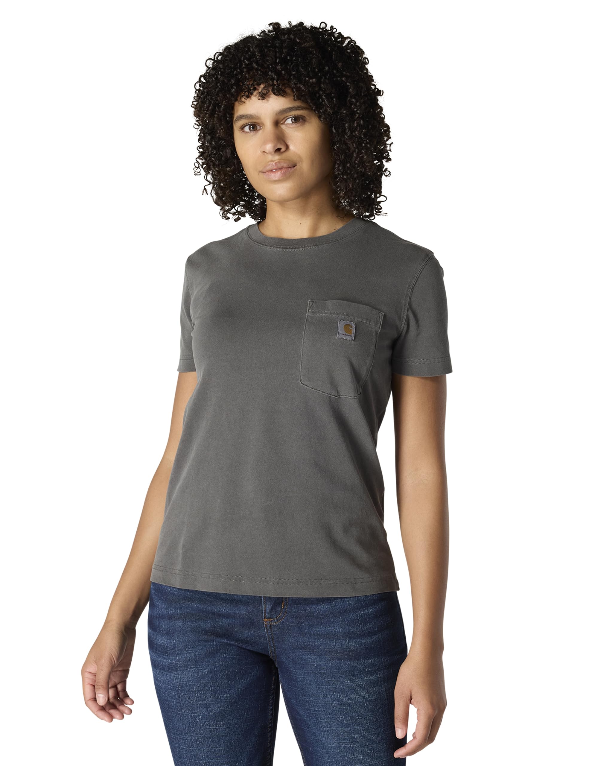 Carhartt Women’s Relaxed Fit Lightweight Short Sleeve Garment Dye Pocket T-Shirt, Shadow, Small