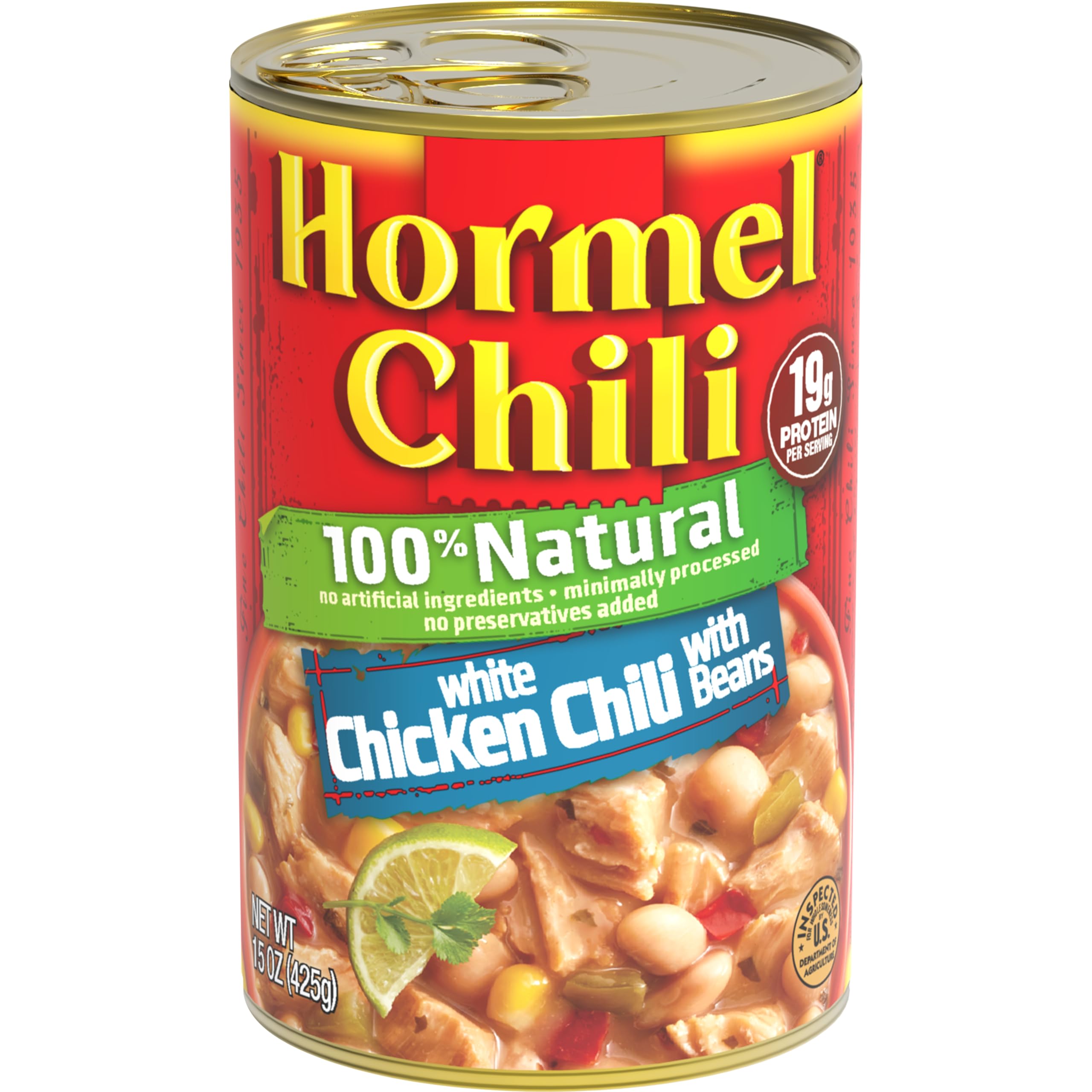 HORMEL Chili Natural White Chicken Chili with Beans (Pack of 12), 15 oz Canned Chili– 19g Protein per Serving, Gluten-Free, No Artificial Ingredients - Great for Bowls, Dips, Hot Dogs and Appetizers Image