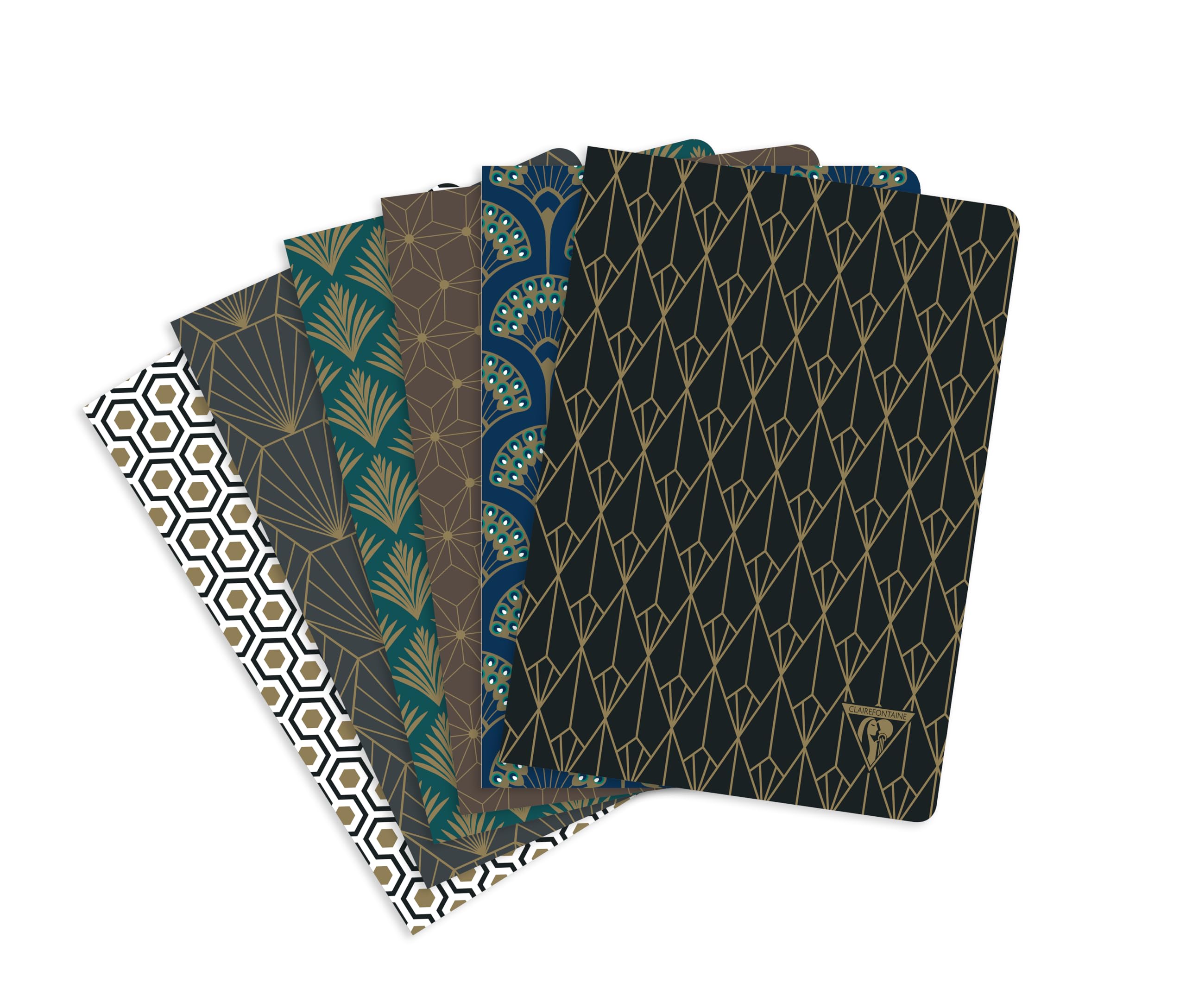 Neo Deco "Autumn-Winter Collection" textile stitching notebook 14.8x21cm 96p lined 6 assorted patterns 90g ivory paper - PAQ OF 6