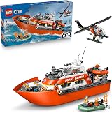 LEGO City Coast Guard Rescue Boat & Helicopter Toy 60504 with 5 Minifigures view 1