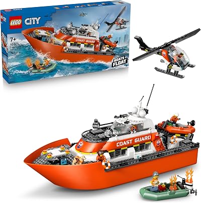 LEGO City Coast Guard Rescue Boat & Helicopter Toy 60504 with 5 Minifigures