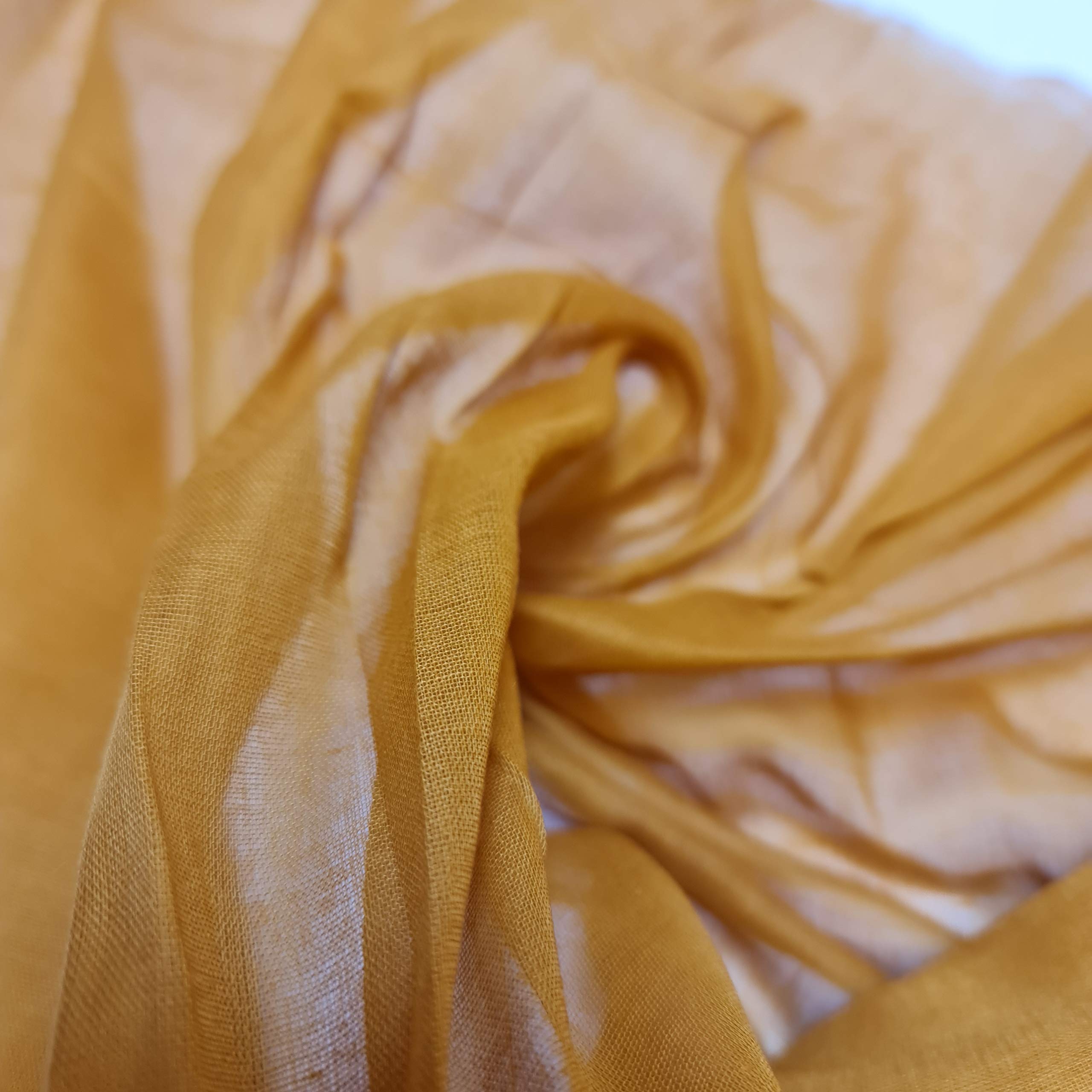 Voile Lawn Fabric, 100% Cotton, Superior Luxury Handle Sheer Gauze Material. Finest Muslin, 17 Colors. Dressmaking, Curtain,Crafts,Face Masks. Mustard, 2 Meter