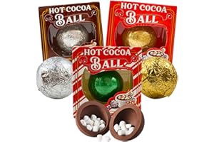 Needzo Hot Chocolate Melting Balls Assorted Variety with Salted Caramel, Peppermint, and Classic Flavors, Bulk Cocoa with Mini Marshmallows Inside, Cute Candy Stocking Stuffers Party Favor Pack of 3