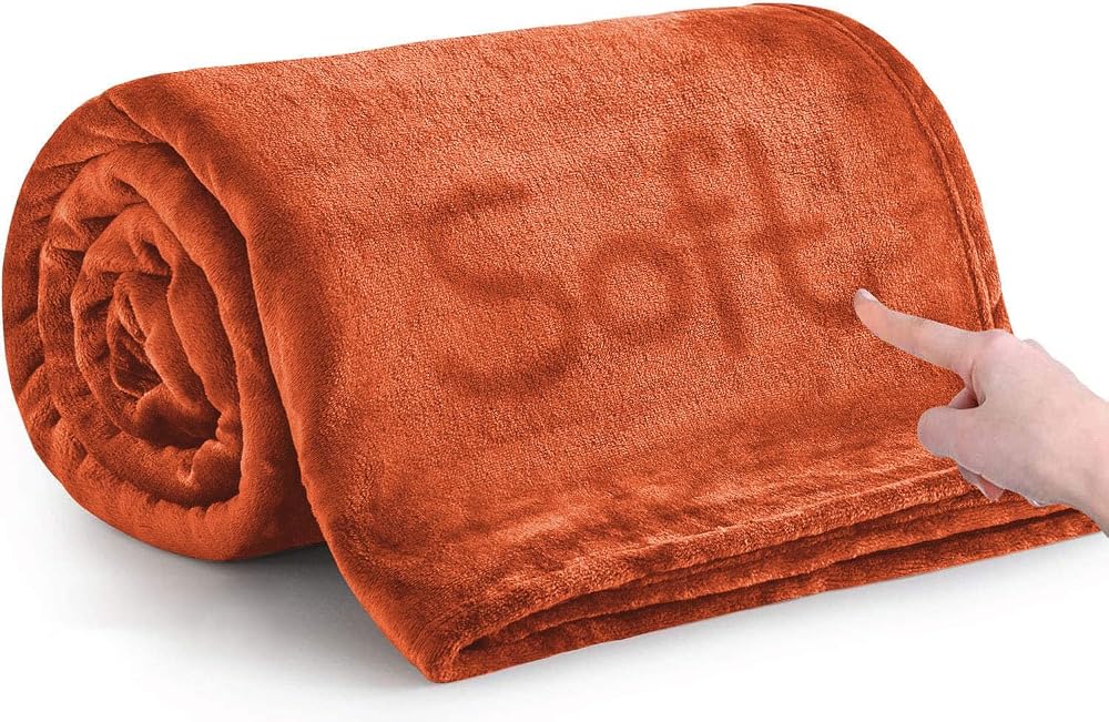 MOONLIGHT20015 Fleece Throw Blanket 130x150 cm 400 GSM Rust