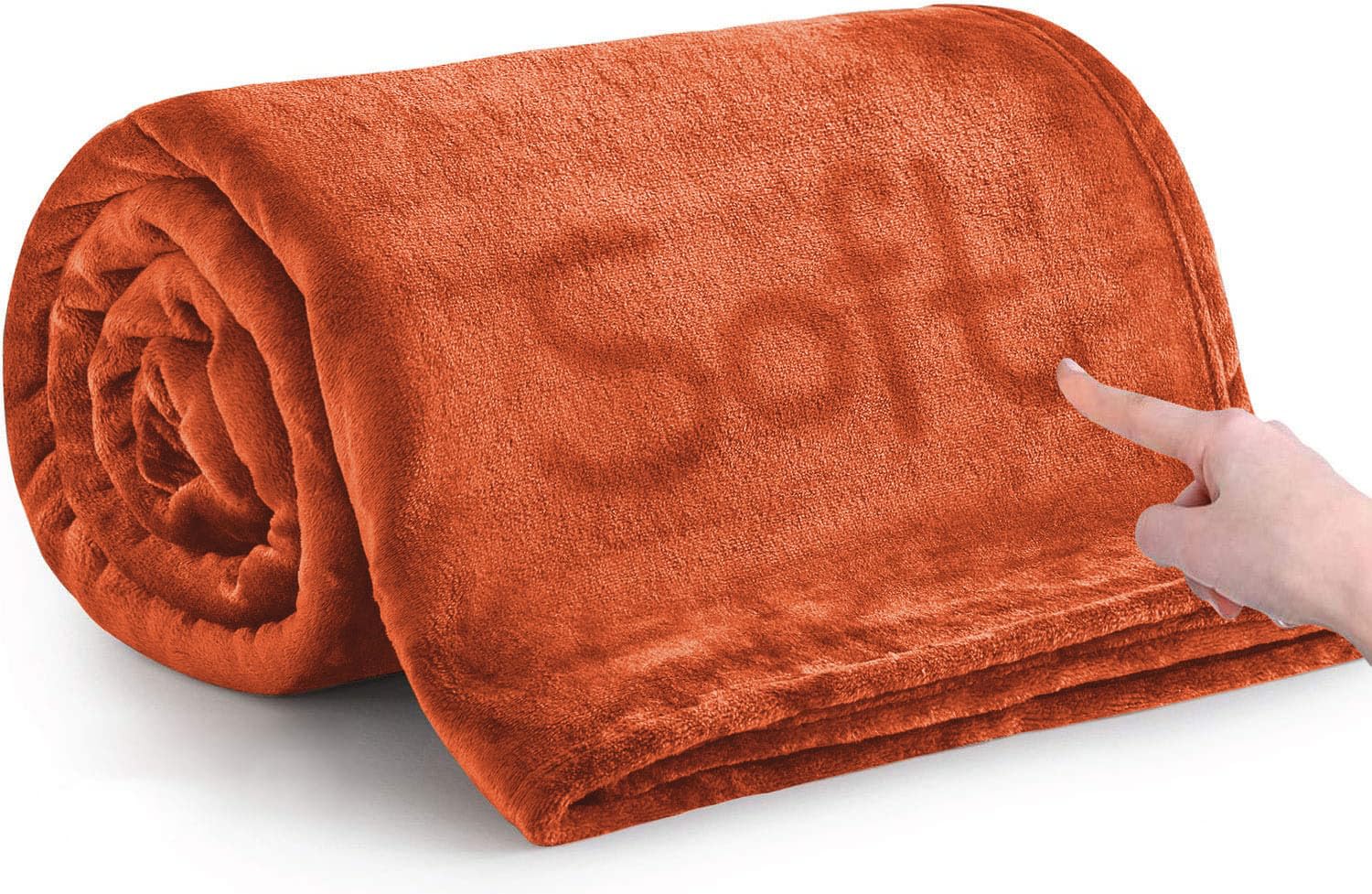 MOONLIGHT20015 Fleece Throw Blanket for Sofa - Soft Cosy Fluffy Blankets for Bed, 400 GSM Silk Touch Warm Single Throws for Audlts, Rust, 130x150 cm