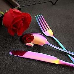 Rainbow Silverware Set Flatware Cutlery - 40 Pieces