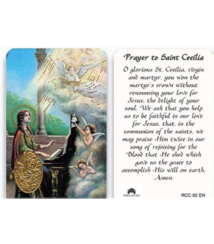 thumbnail image 2 of Prayer To Saint Cecilia Clear Holy Cards - Religious Prayer Cards With World Famous Artwork 2 of 12