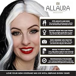 ALLAURA Black and White Cruel DeVil Diva Wig