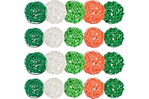 NOVWANG 40 Pcs St. Patrick's Day Green Rattan Balls Decorations Centerpieces Vase Bowl Fillers Wicker Ball for Irish St. Patrick's Day Party Decorative Table Hanging Home Decor DIY Crafts