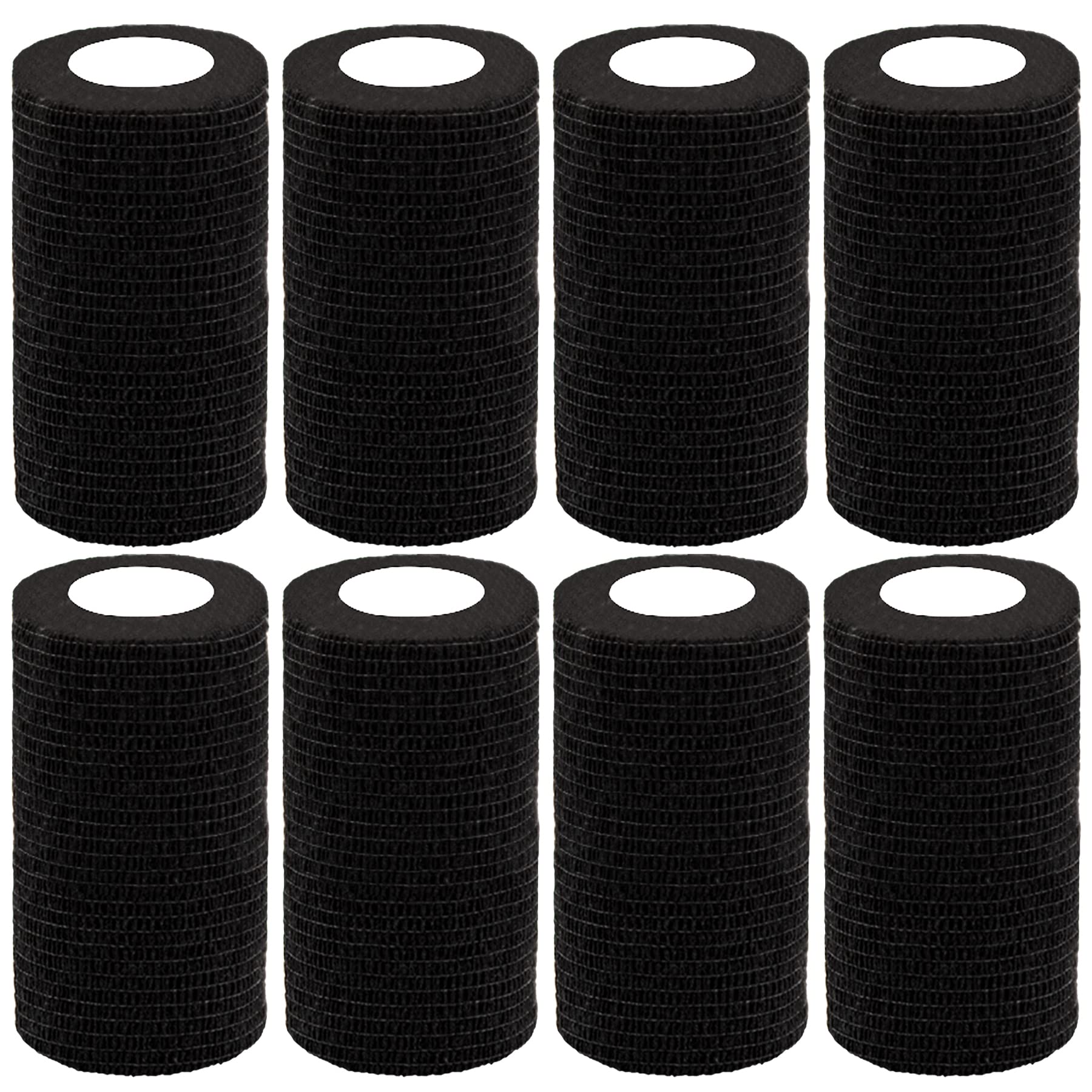 BQTQ 8 Rolls Cohesive Bandage 4 Inch Self Adherent Sport Wrap Tape Stretch Bandage Wrap Athletic Tape for Human and Animals Ankle Sprains Swelling, Black