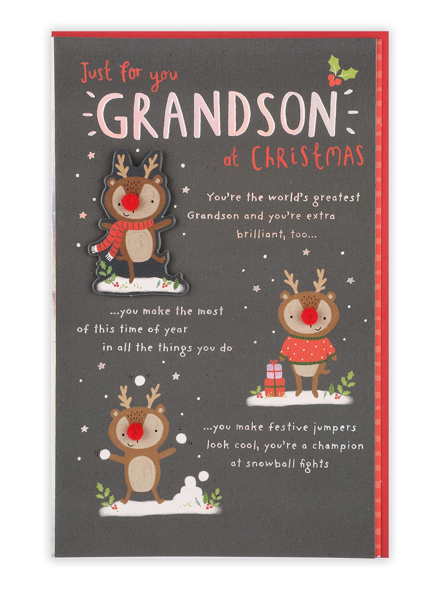 Clintons: Grandson Reindeer Storyboard Christmas Card, Multi-Colour, 155 x 235, 1181253