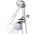 Hydroluxe 1733 Handheld Showerhead & Rain Shower Combo. High Pressure 24 Function 4" Face Dual 2 in 1 Shower Head System with Stainless Steel Hose, Patented 3-way Water Diverter in Nickel Finish
