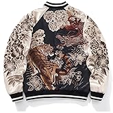 Sukajack Dragon Tiger Embroidered Bomber Jacket Japanese Retro Streetwear Spring Fall Satin Varsity Coat for Men Women
