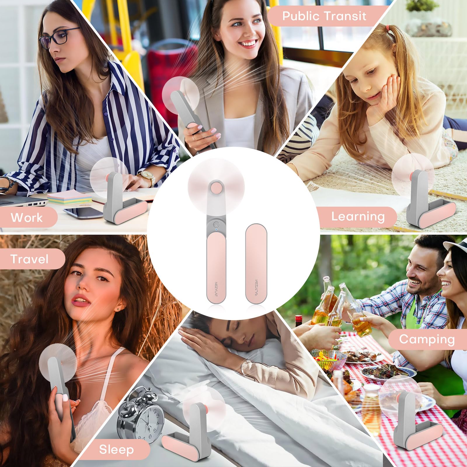 Nezylaf Portable mini handheld Fan, small Rechargeable Personal Fan for 9-15 Hours Runtime, Pocket Design for Travel/Women Essentials/vacation/beach/vacation/airplane/disney