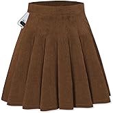 SANGTREE Women Corduroy Pleated Skirts High Waist Winter with Comfy Casual Elastic Band Without Shorts