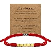 LAMIBEE 14K Gold Plated, Red Copper Lucky String Bracelet, Surfer String Protection Bracelet, Buddhism Handmade Knot Lucky Rope Bracelet Friendship and Couple Bracelet (Red Copper)