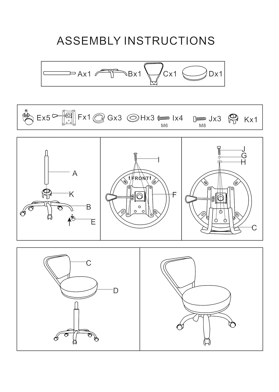 Dayton Pedicure Stool (Black) Pneumatic, Adjustable Height, Perfect for Nail Salon, Pedicure spa: Beauty