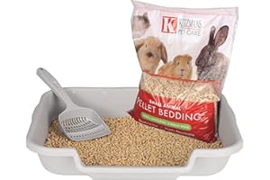 NE14PETS Puppy Pan Indoor Litter Box Training Starter Kit, Misty Gray Large Pan with Natural Pine Litter, Extra Long Litter Scoop and Training Guide