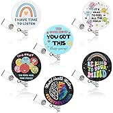 Hoteam 6 Pcs Mental Health Awareness Gifts Mental Health Matters Badge Reels Retractable with Alligator Clip Holders Name ID Reel Clip for Social Worker Psych Therapist Doctor Nurse Assistant Gifts